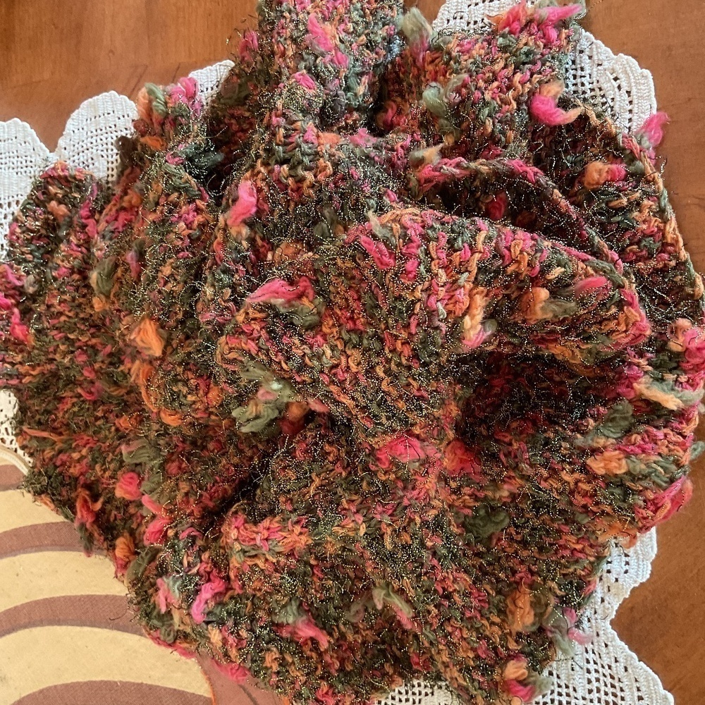 Italian Wool Winter Multicolor Ruffle Scarf - Picture 2 of 4